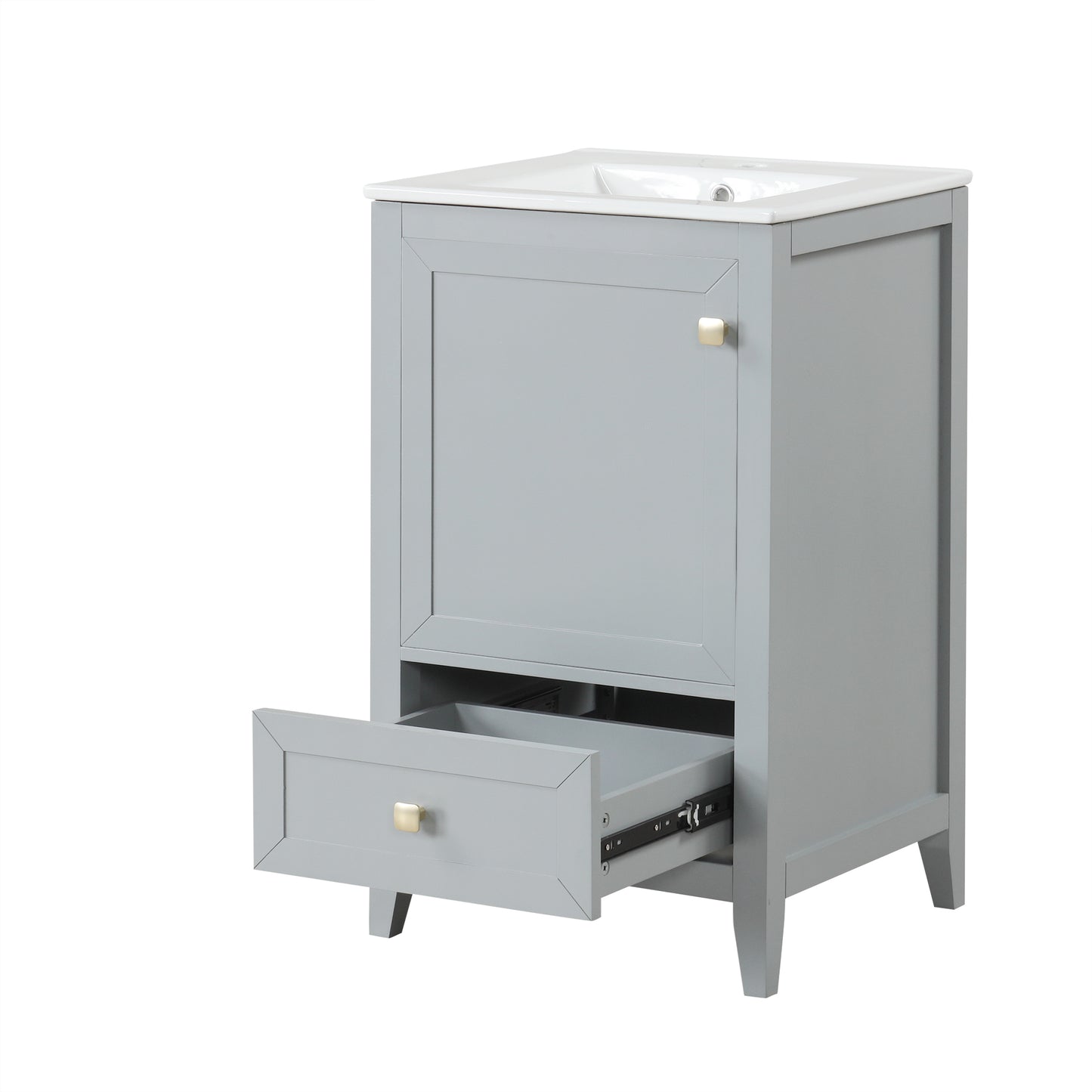 VanityFus 20-in Gray Bathroom Vanity Single Sink Combo Ceramic Top 1 door 1 drawer Undermount