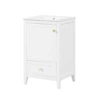 VanityFus 20-in White Bathroom Vanity Single Sink Combo Ceramic Top 1 door 1 drawer Undermount