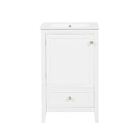 VanityFus 20-in White Bathroom Vanity Single Sink Combo Ceramic Top 1 door 1 drawer Undermount