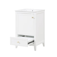 VanityFus 20-in White Bathroom Vanity Single Sink Combo Ceramic Top 1 door 1 drawer Undermount