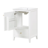 VanityFus 20-in White Bathroom Vanity Single Sink Combo Ceramic Top 1 door 1 drawer Undermount
