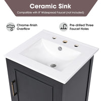 VanityFus 20-in Black Bathroom Vanity Single Sink Combo Ceramic Top 1 Soft Close Door 1 drawer Undermount