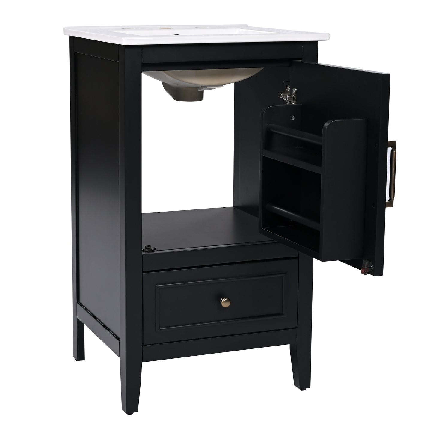 VanityFus 20-in Black Bathroom Vanity Single Sink Combo Ceramic Top 1 Soft Close Door 1 drawer Undermount