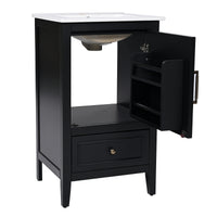 VanityFus 20-in Black Bathroom Vanity Single Sink Combo Ceramic Top 1 Soft Close Door 1 drawer Undermount
