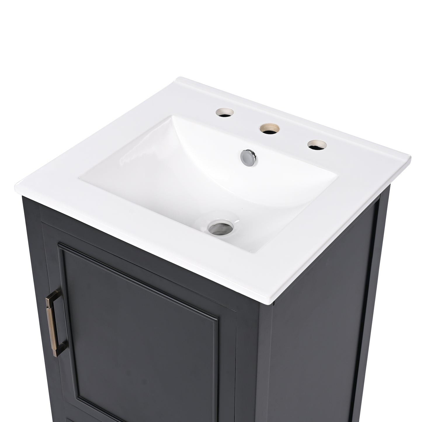 VanityFus 20-in Black Bathroom Vanity Single Sink Combo Ceramic Top 1 Soft Close Door 1 drawer Undermount