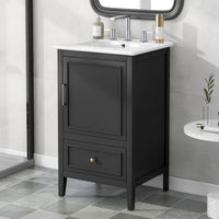 VanityFus 20-in Black Bathroom Vanity Single Sink Combo Ceramic Top 1 Soft Close Door 1 drawer Undermount