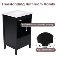 VanityFus 20-in Black Bathroom Vanity Single Sink Combo Ceramic Top 1 Soft Close Door 1 drawer Undermount