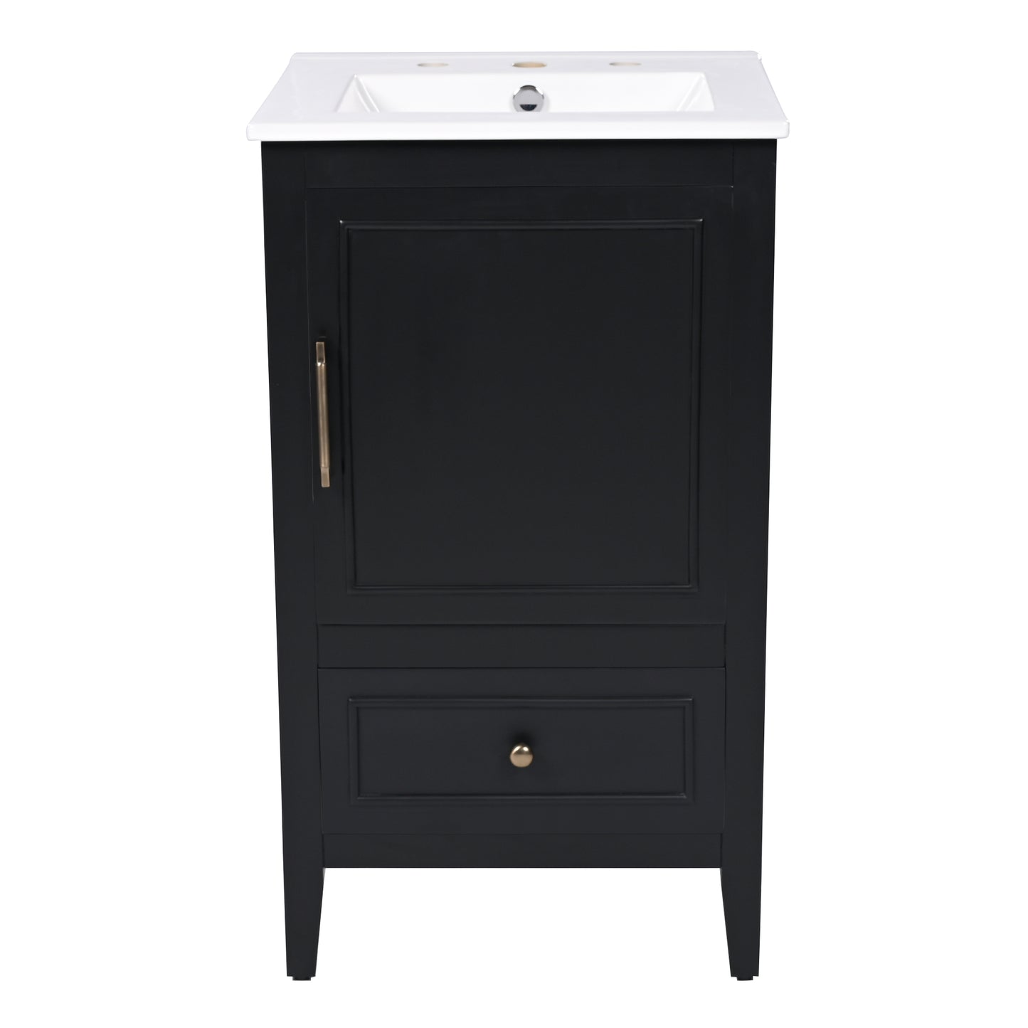VanityFus 20-in Black Bathroom Vanity Single Sink Combo Ceramic Top 1 Soft Close Door 1 drawer Undermount
