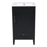 VanityFus 20-in Black Bathroom Vanity Single Sink Combo Ceramic Top 1 Soft Close Door 1 drawer Undermount