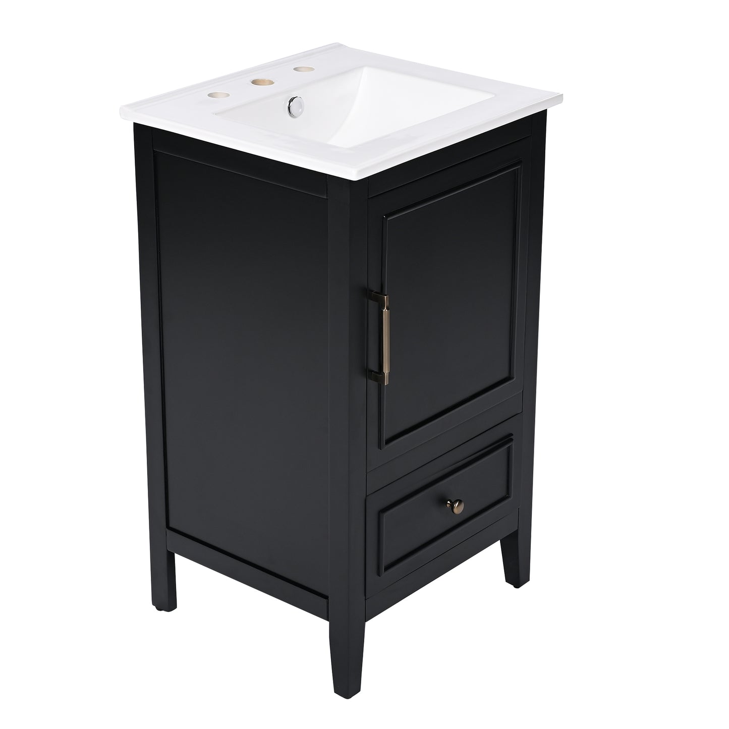 VanityFus 20-in Black Bathroom Vanity Single Sink Combo Ceramic Top 1 Soft Close Door 1 drawer Undermount