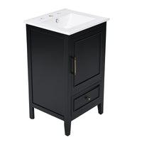 VanityFus 20-in Black Bathroom Vanity Single Sink Combo Ceramic Top 1 Soft Close Door 1 drawer Undermount