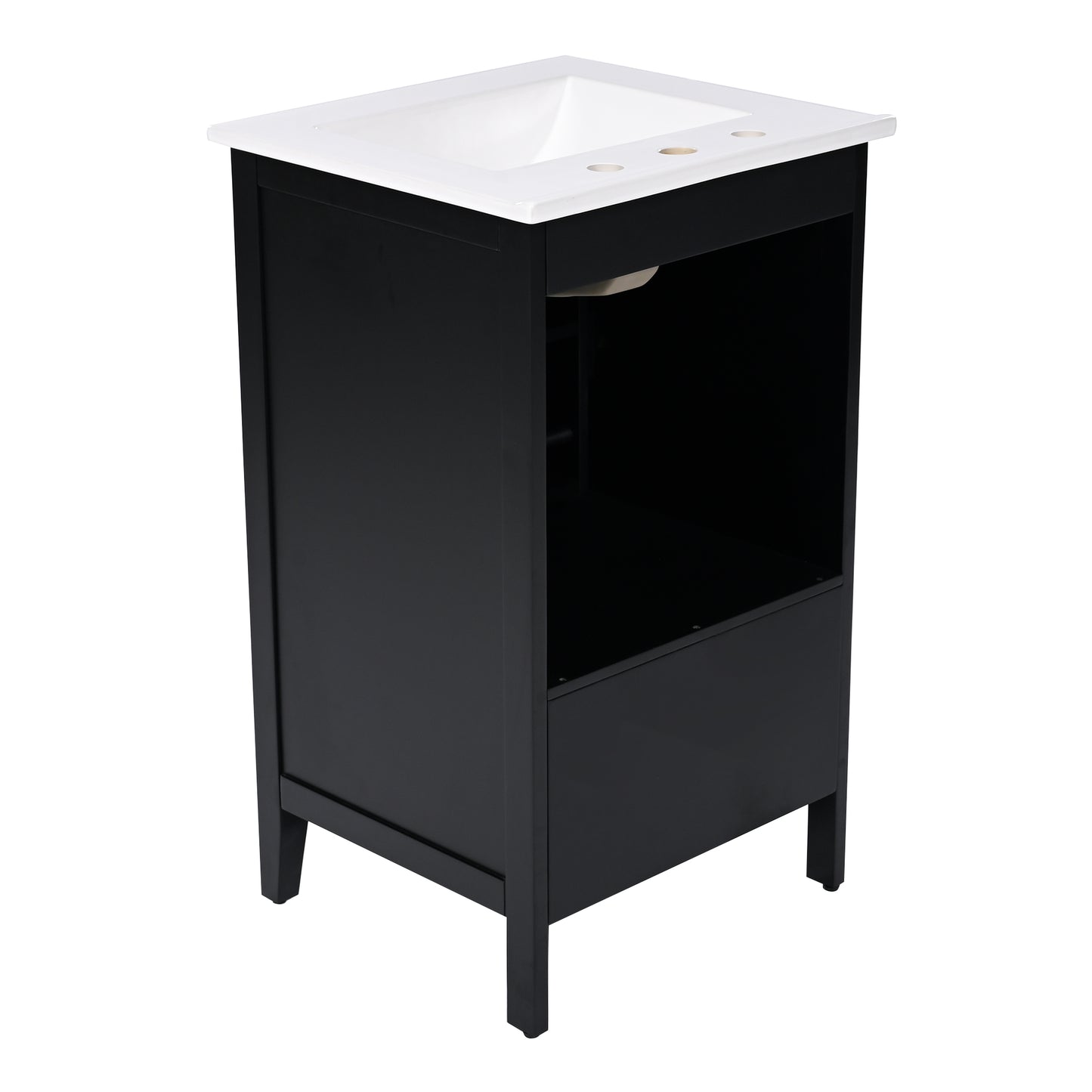 VanityFus 20-in Black Bathroom Vanity Single Sink Combo Ceramic Top 1 Soft Close Door 1 drawer Undermount