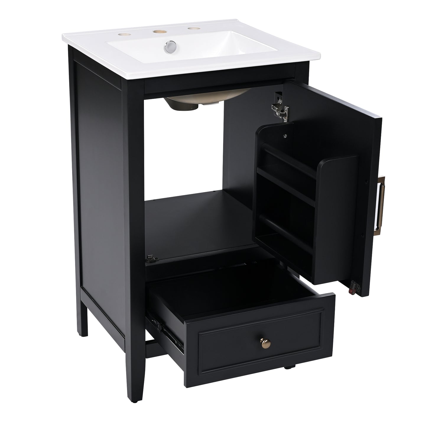 VanityFus 20-in Black Bathroom Vanity Single Sink Combo Ceramic Top 1 Soft Close Door 1 drawer Undermount