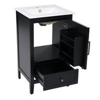 VanityFus 20-in Black Bathroom Vanity Single Sink Combo Ceramic Top 1 Soft Close Door 1 drawer Undermount