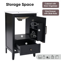 VanityFus 20-in Black Bathroom Vanity Single Sink Combo Ceramic Top 1 Soft Close Door 1 drawer Undermount