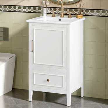 VanityFus 20-in White Bathroom Vanity Single Sink Combo Ceramic Top 1 Soft Close Door 1 drawer Undermount