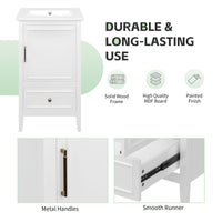 VanityFus 20-in White Bathroom Vanity Single Sink Combo Ceramic Top 1 Soft Close Door 1 drawer Undermount