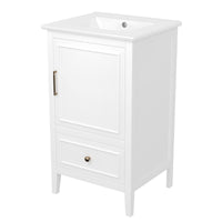 VanityFus 20-in White Bathroom Vanity Single Sink Combo Ceramic Top 1 Soft Close Door 1 drawer Undermount