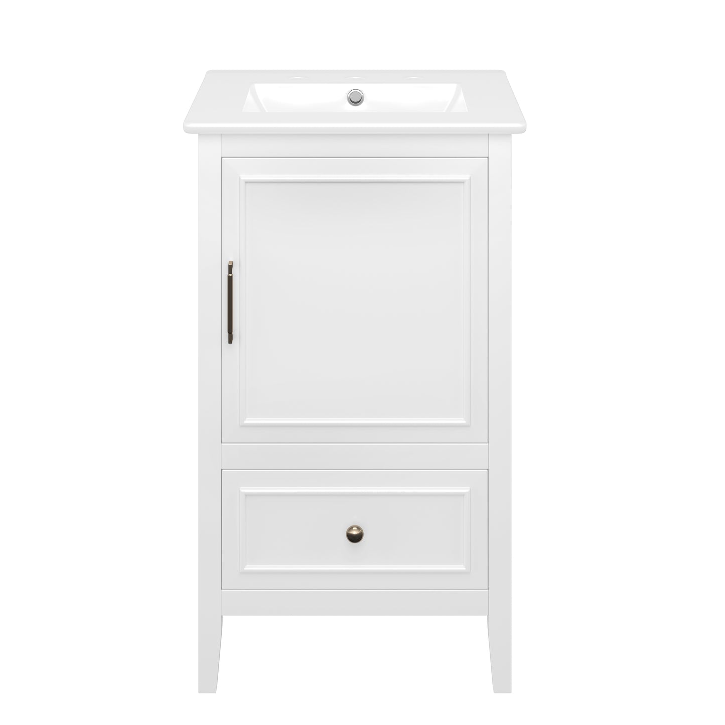 VanityFus 20-in White Bathroom Vanity Single Sink Combo Ceramic Top 1 Soft Close Door 1 drawer Undermount