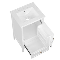 VanityFus 20-in White Bathroom Vanity Single Sink Combo Ceramic Top 1 Soft Close Door 1 drawer Undermount