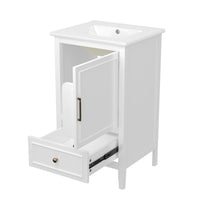 VanityFus 20-in White Bathroom Vanity Single Sink Combo Ceramic Top 1 Soft Close Door 1 drawer Undermount