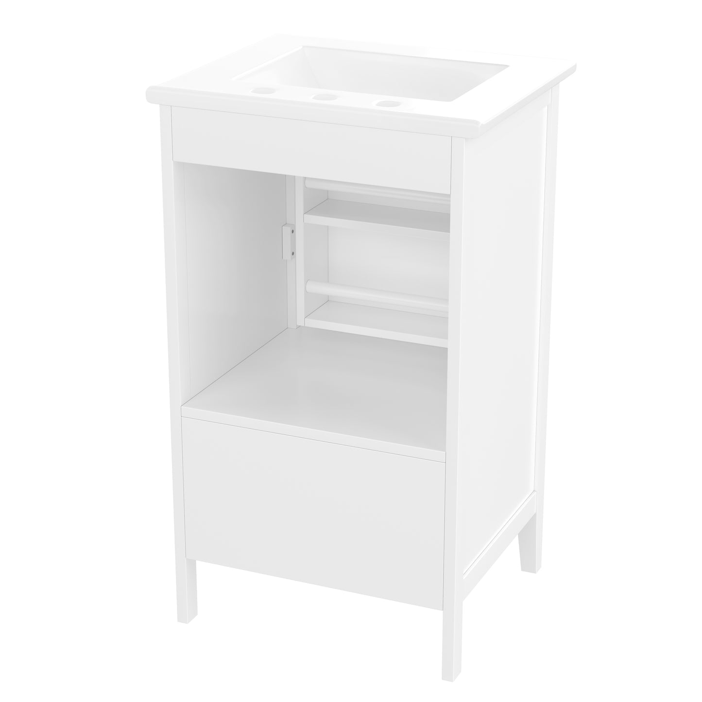 VanityFus 20-in White Bathroom Vanity Single Sink Combo Ceramic Top 1 Soft Close Door 1 drawer Undermount