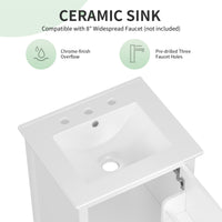 VanityFus 20-in White Bathroom Vanity Single Sink Combo Ceramic Top 1 Soft Close Door 1 drawer Undermount