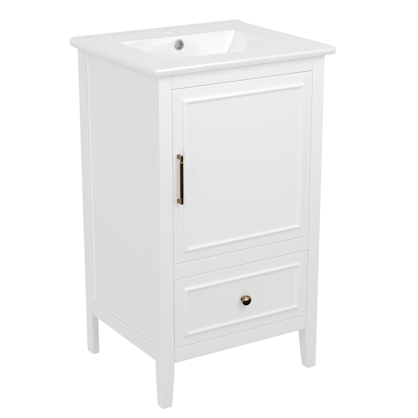 VanityFus 20-in White Bathroom Vanity Single Sink Combo Ceramic Top 1 Soft Close Door 1 drawer Undermount