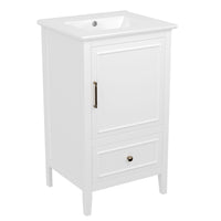 VanityFus 20-in White Bathroom Vanity Single Sink Combo Ceramic Top 1 Soft Close Door 1 drawer Undermount