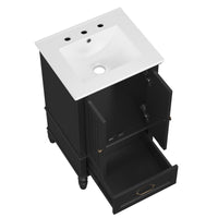 VanityFus 20-in Black Bathroom Vanity Single Sink Combo Ceramic Top 2 doors 1 drawer Undermount