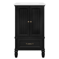 VanityFus 20-in Black Bathroom Vanity Single Sink Combo Ceramic Top 2 doors 1 drawer Undermount