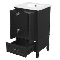 VanityFus 20-in Black Bathroom Vanity Single Sink Combo Ceramic Top 2 doors 1 drawer Undermount