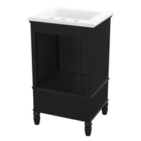 VanityFus 20-in Black Bathroom Vanity Single Sink Combo Ceramic Top 2 doors 1 drawer Undermount