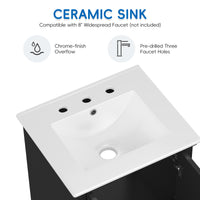 VanityFus 20-in Black Bathroom Vanity Single Sink Combo Ceramic Top 2 doors 1 drawer Undermount