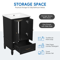 VanityFus 20-in Black Bathroom Vanity Single Sink Combo Ceramic Top 2 doors 1 drawer Undermount