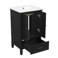 VanityFus 20-in Black Bathroom Vanity Single Sink Combo Ceramic Top 2 doors 1 drawer Undermount