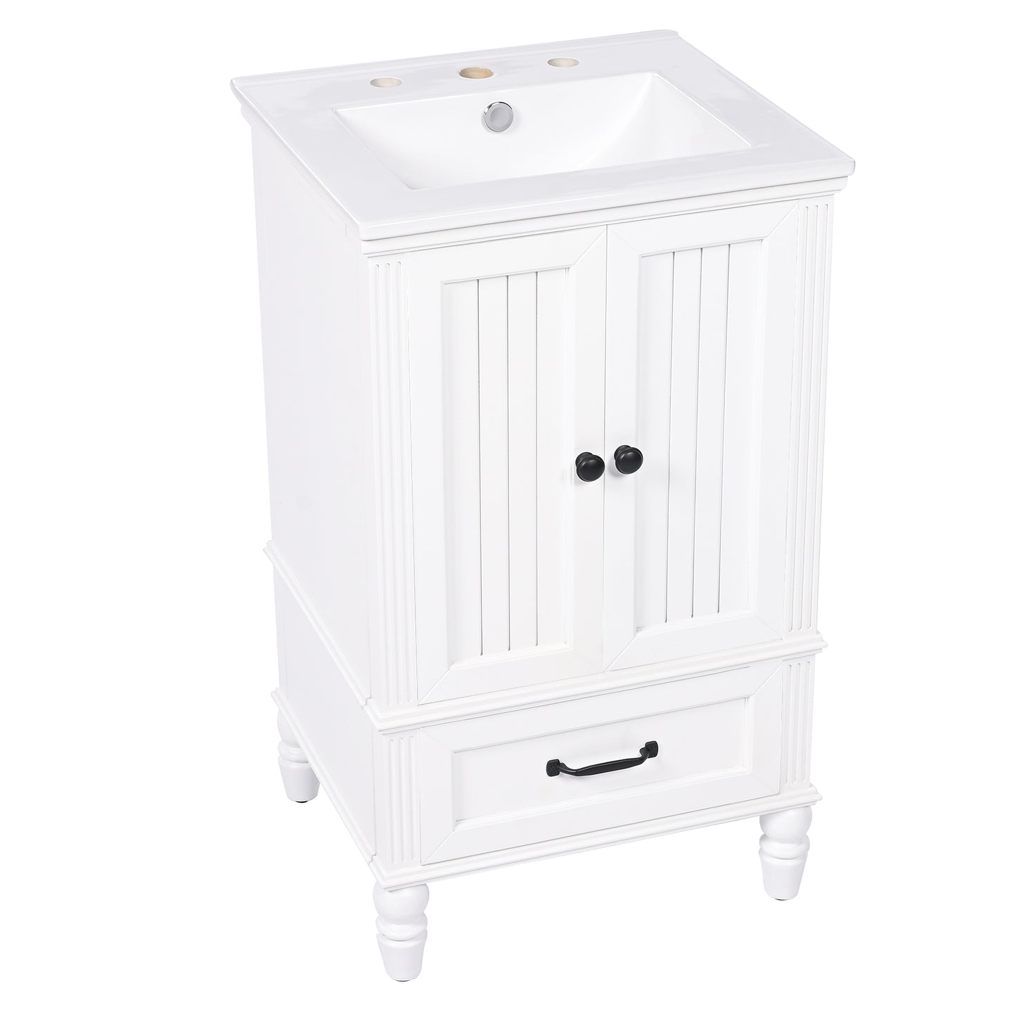 VanityFus 20-in White Bathroom Vanity Single Sink Combo Ceramic Top 2 doors 1 drawer Undermount