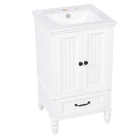 VanityFus 20-in White Bathroom Vanity Single Sink Combo Ceramic Top 2 doors 1 drawer Undermount