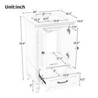 VanityFus 20-in White Bathroom Vanity Single Sink Combo Ceramic Top 2 doors 1 drawer Undermount