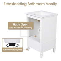 VanityFus 20-in White Bathroom Vanity Single Sink Combo Ceramic Top 2 doors 1 drawer Undermount