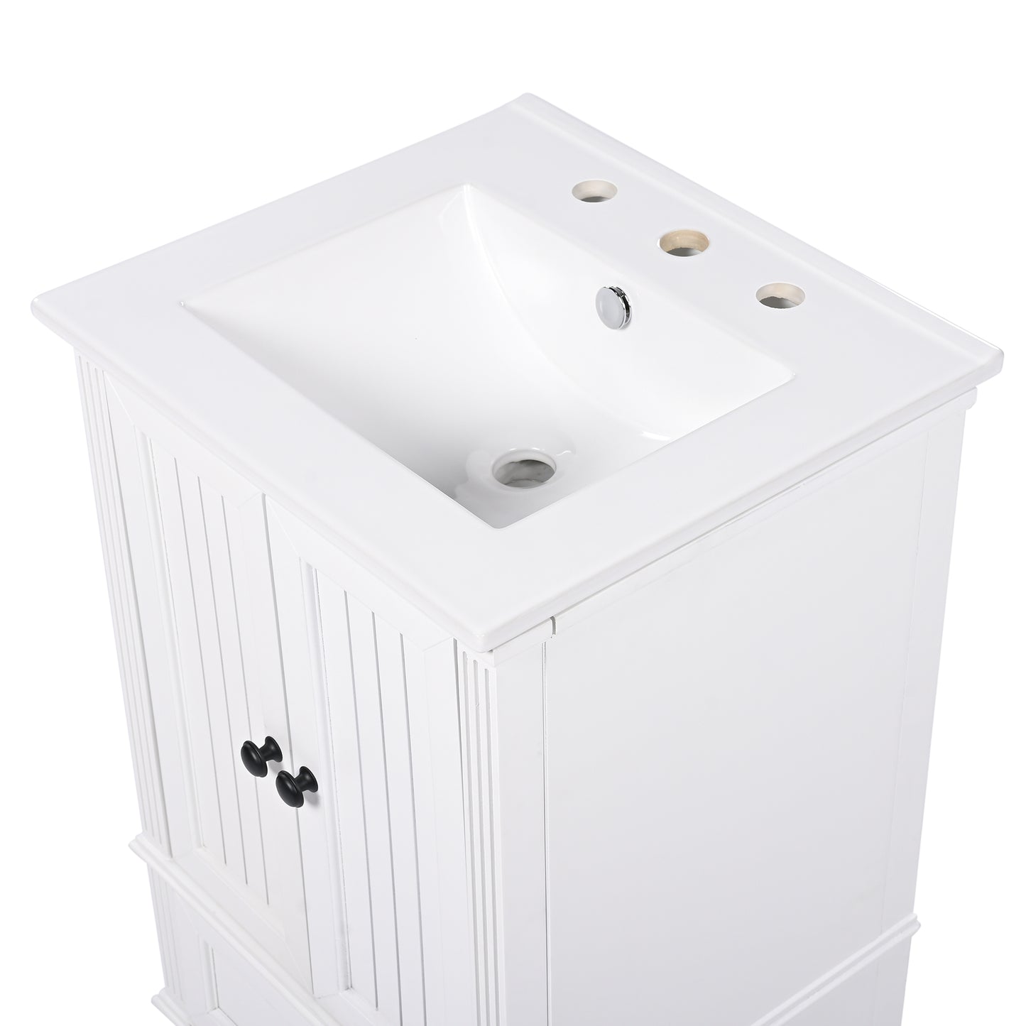 VanityFus 20-in White Bathroom Vanity Single Sink Combo Ceramic Top 2 doors 1 drawer Undermount