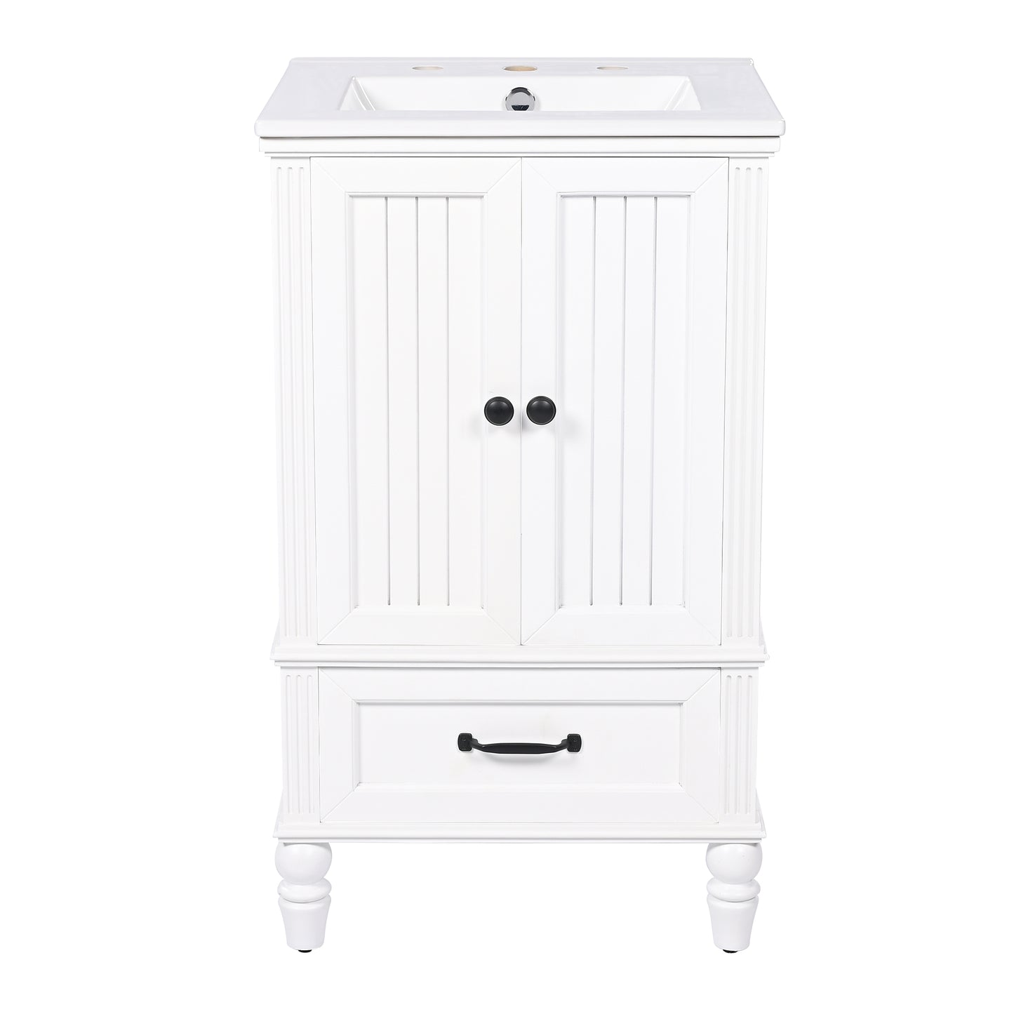 VanityFus 20-in White Bathroom Vanity Single Sink Combo Ceramic Top 2 doors 1 drawer Undermount