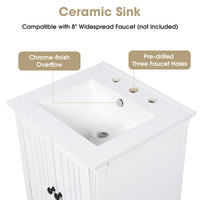 VanityFus 20-in White Bathroom Vanity Single Sink Combo Ceramic Top 2 doors 1 drawer Undermount