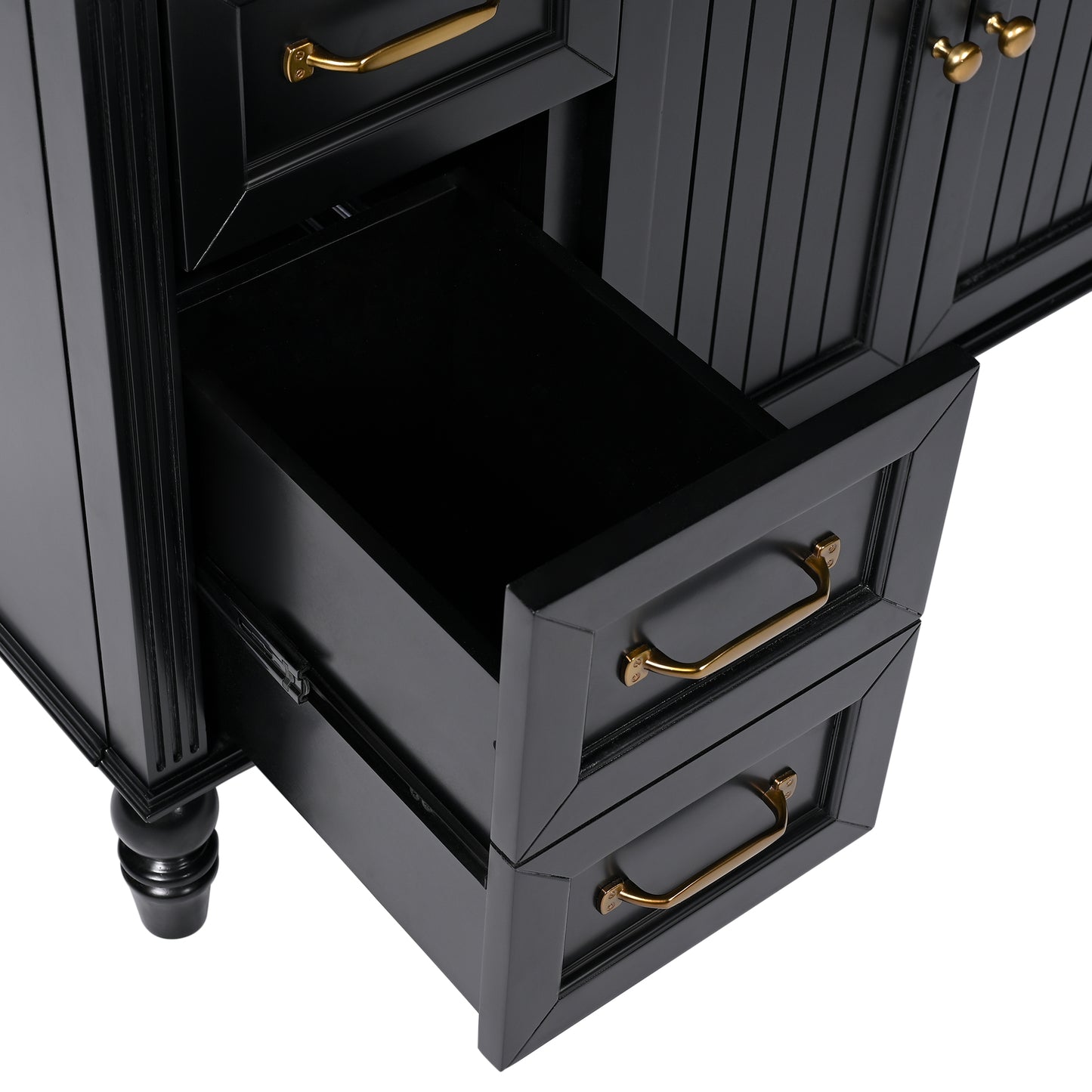 VanityFus 36-in Black Bathroom Vanity Single Sink Combo Ceramic Top 2 doors 2 drawers Undermount
