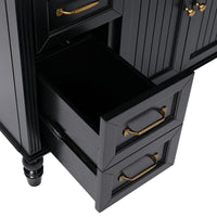 VanityFus 36-in Black Bathroom Vanity Single Sink Combo Ceramic Top 2 doors 2 drawers Undermount