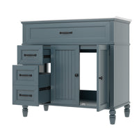 VanityFus 36-in Blue Bathroom Vanity Single Sink Combo Ceramic Top 2 doors 2 drawers Undermount