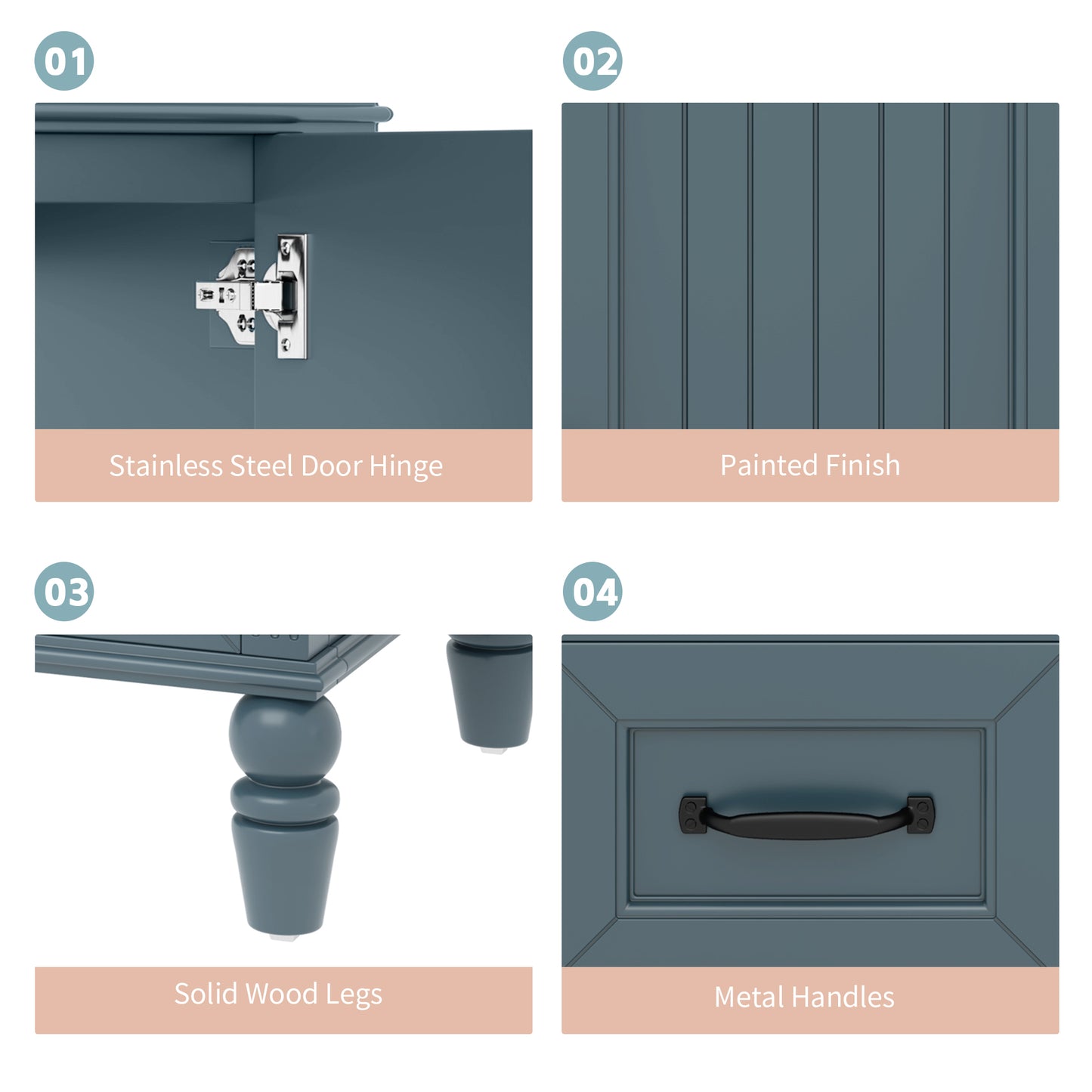 VanityFus 36-in Blue Bathroom Vanity Single Sink Combo Ceramic Top 2 doors 2 drawers Undermount
