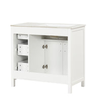 VanityFus 28.6-in White Bathroom Vanity Single Sink Combo Undermount with Ceramic Top 2 doors 3 drawers