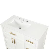 VanityFus 28.6-in White Bathroom Vanity Single Sink Combo Undermount with Ceramic Top 2 doors 3 drawers