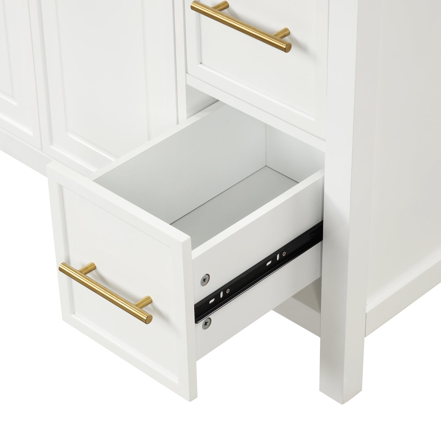 VanityFus 28.6-in White Bathroom Vanity Single Sink Combo Undermount with Ceramic Top 2 doors 3 drawers